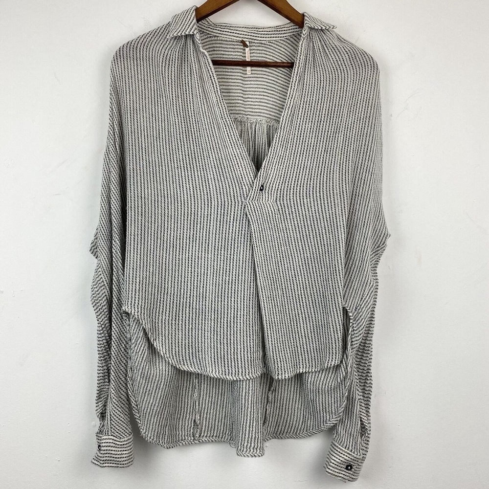 Free People size XS Women’s Such Good Things White Black Long Sleeve Top